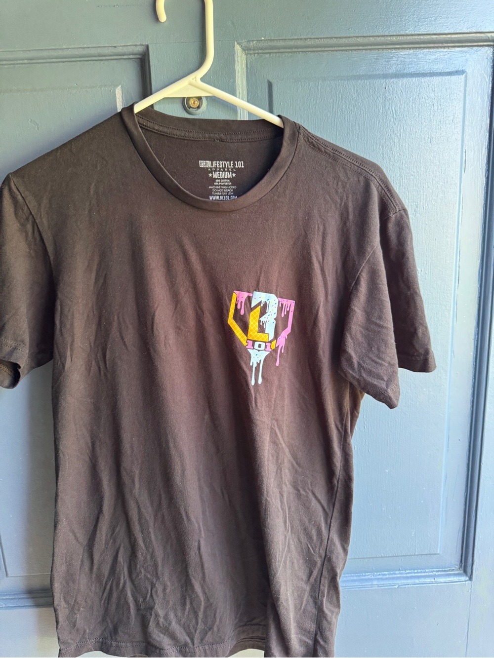 Lifestyle 101 Men’s Black Short Sleeve Tee with Colorful Drip Logo